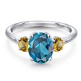 thumbnail image 3 of Gem Stone King 925 Sterling Silver London Blue Topaz and Yellow Citrine Engagement Ring for Women | 2.76 Cttw | Oval 9X7MM | Gemstone November Birthstone | Size 5, 3 of 6
