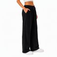 thumbnail image 2 of Wide Leg Corduroy Pants for Women Casual Lounge Drawstring Elastic Waist Work Pants with Pockets, 2 of 7