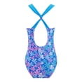 thumbnail image 2 of DPOIS Kids Girls One-Piece Sleeveless Criss Cross Swimsuit Sport Athletic Bathing Suit Colorful Floral Blue 4, 2 of 7