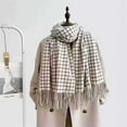 thumbnail image 2 of Ljudmp Womens Large Vintage Plaid Scarves Warm Winter Scarves With Tassels For Grid Check Blanket Headscarf Shawl Wrap Long Scarf White, 2 of 4