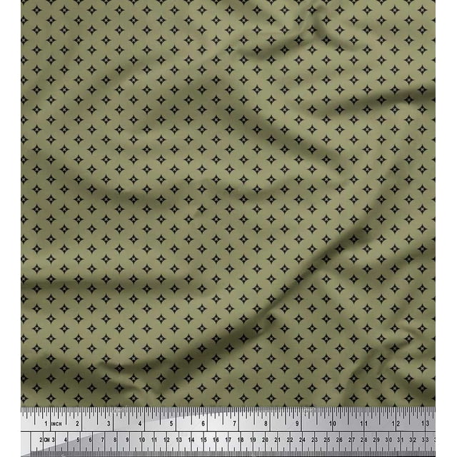 Soimoi Cotton Poplin Fabric Geometric Star Shirting Decor Fabric Printed Yard 42 Inch Wide