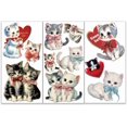 thumbnail image 1 of Juego de 3 calcomanías de gato de dibujos animados para muebles y manualidades, 6x12 pulgadas, estilo vintage, con diseño de gatito con corazón., 1 of 9