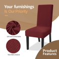 thumbnail image 3 of Stretch Chair Covers for Dining Chairs Set of 2 Decorative Jacquard Dining Room Chair Covers Washable Kitchen Chair Slip Covers for Dining Room, Hotel, Party (2, Wine Red), 3 of 7