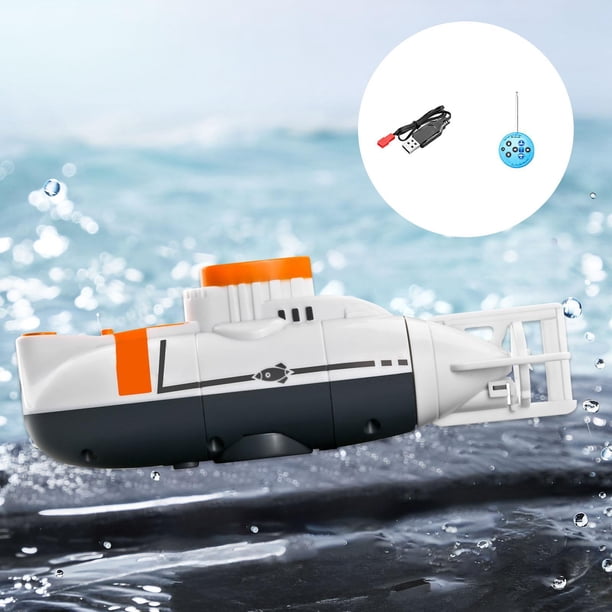 ToyGhillied Mini sous-marin radiocommandé, modèle sous-marin sous-marin avec capteur d'eau à un bouton et télécommande 6 canaux, étanche pour piscine, aquarium et baignoire, noir