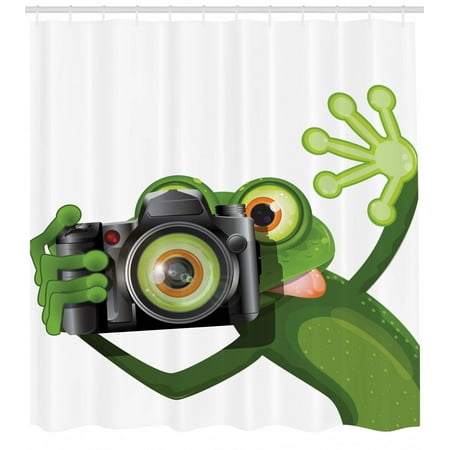 Animal Decor Shower Curtain Set Photographer Merry Green Frog