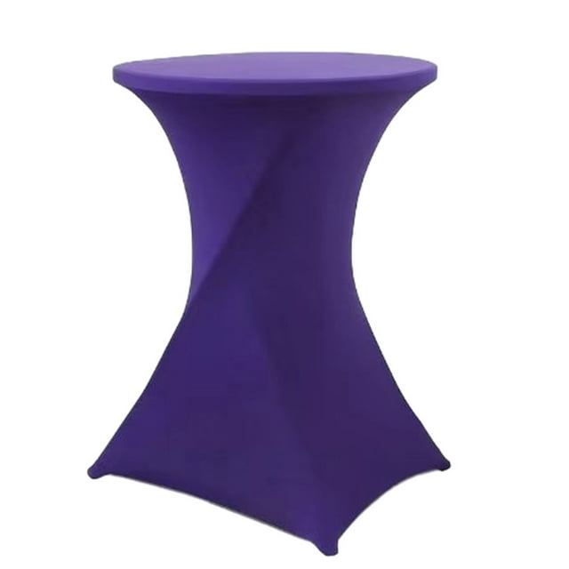 Decodeary Easy Wash Hotel Wedding Party Table Cover Stretch Round Tablecloth For Fitting Environmentally purple 1Set