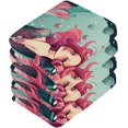 thumbnail image 4 of Coolnut Cute Mermaid Washcloths Set of 2-12 x 12 inch Pure Cotton Wash Cloth Highly Absorbent and Soft Fingertip Towels Face Cloths for Bath, Spa Wash cloth, 4 of 7