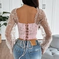 thumbnail image 5 of Overbust Corset for Women, Women Fashion Tops with Embroidery Patchwork Mesh Low Cut Long Sleeved Tops New Plus Size Renaissance Corset Women Style B-73 Pinky M, 5 of 6