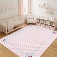 thumbnail image 3 of Garvee 10'x13' Checkered Cherry Area Rug Washable Border Carpet, Soft Non-Slip Low Pile Farmhouse Rug for Living Room Bedroom Home Office, Pink, 3 of 9