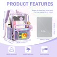 thumbnail image 3 of Soda Candy Clear Backpack Stadium Approved Heavy Duty Waterproof TPU Transparent Book Bags with Wider Shoulder Straps for School Work Travel Concert, Purple, 3 of 10