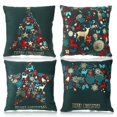 thumbnail image 1 of Fundas de cojín navideñas elegantes y verdes, fundas de almohada decorativas de terciopelo con diseño de piel de melocotón y mensaje Feliz Año Nuevo, 45 cm x 45 cm, 4 unidades, 1 of 4