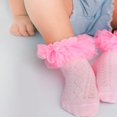 thumbnail image 3 of JUNWELL 1pair Girls‘ Mesh Lace Socks With Dancing Floral Pattern For Older Kids, 3 of 6