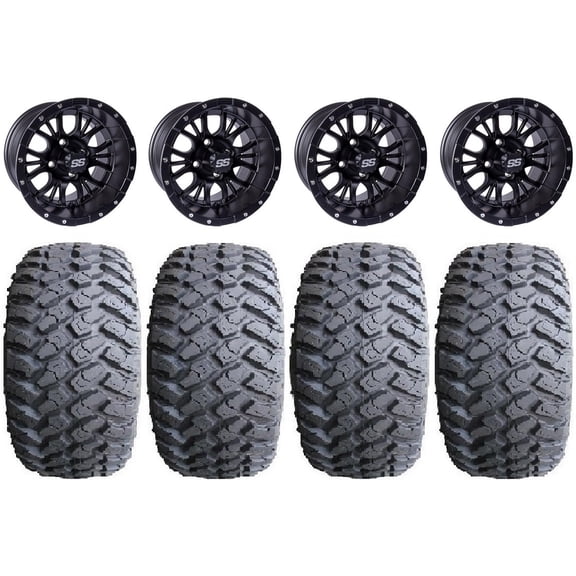 GTW Diesel 12" Golf Cart Wheels Black 23" Hammer Tires E-Z-GO & Club Car