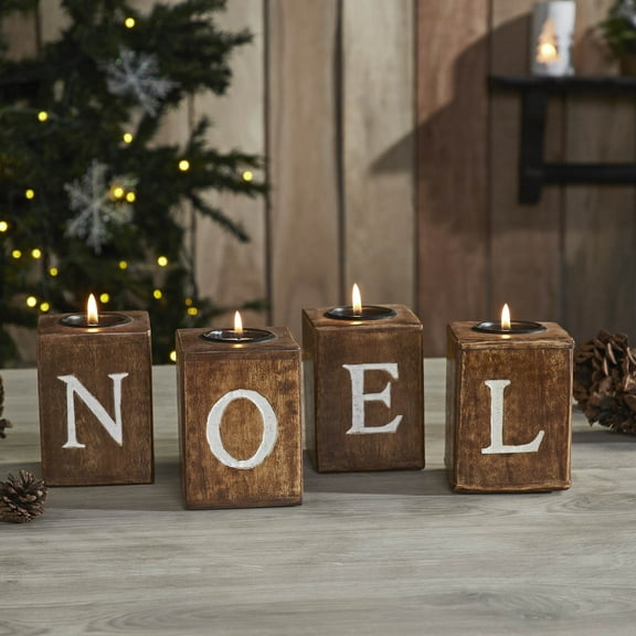 Tealight Holders Noel Cube Set of 4 4x3x3