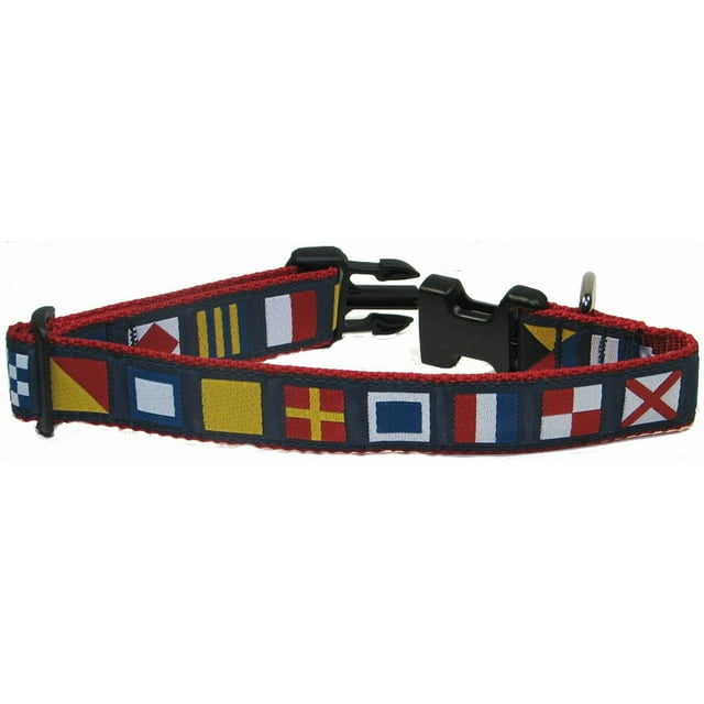 Preston Ribbons Dog Collar, Nautical Code Flag, Medium and Large Dogs, 1 1/4 Inch Width (X-Large, 1 1/4 Inch Width)