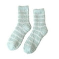thumbnail image 2 of Tittly Fuzzy Socks Fluffy Socks Autumn Winter Striped Plush Insulation Coral Velvet Socks Carpet Socks Sleep Socks Socks for Women Slouch Socks Green One Size, 2 of 3