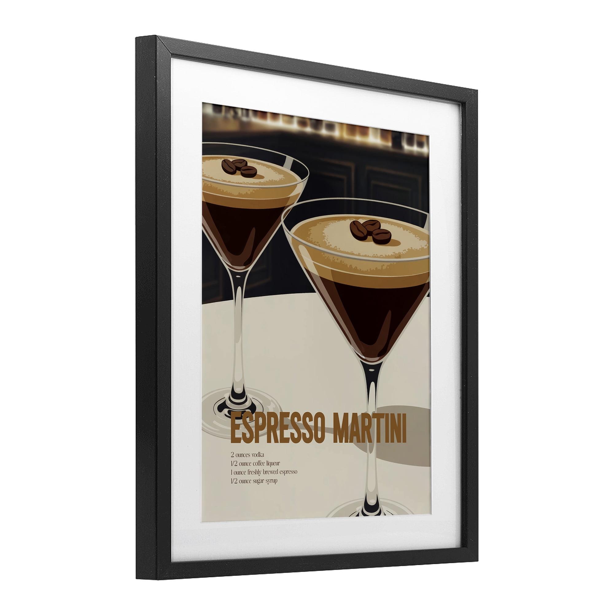 Stupell Industries Sleek Modern Espresso Martini Black Framed Print Under Glass, design by Andreas Magnusson