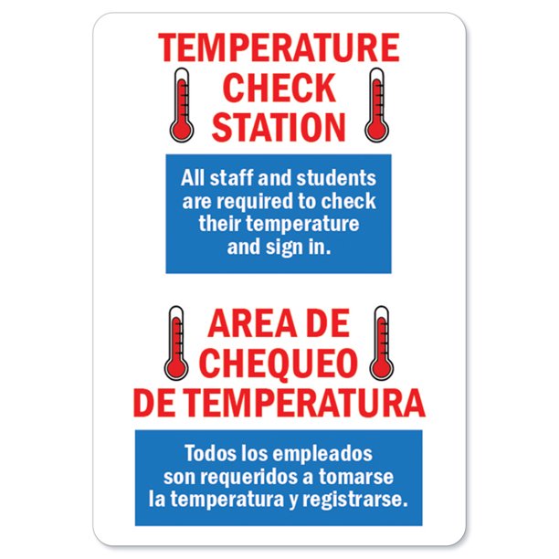 Public Safety Sign Temperature Check Station Spanish Heavy Duty