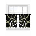 thumbnail image 2 of Black Geometric Semi Sheer Curtains 54 Inch Length 2 Panels Set, Modern Sage Green White Striped Art Sheer Kitchen Curtain Privacy Voile Window Curtain for Living Room Bedroom Rod Pocket Drapes, 2 of 7