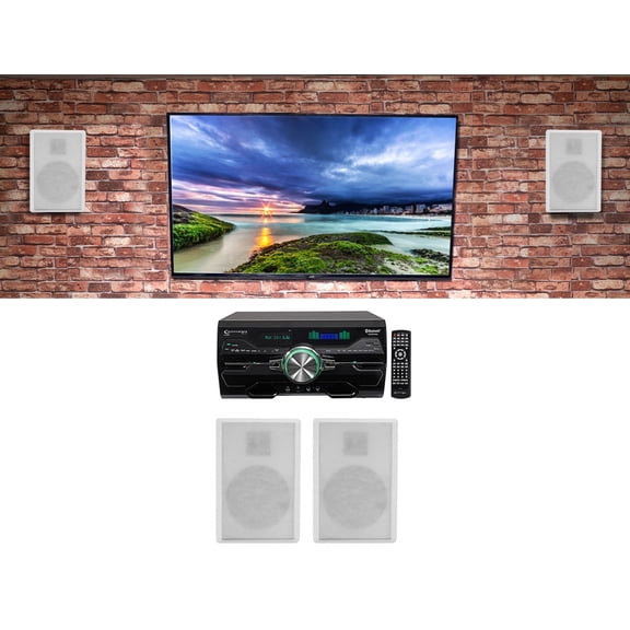 Technical Pro DV4000 4000w Home Theater DVD Receiver (4) 5.25" White Speakers