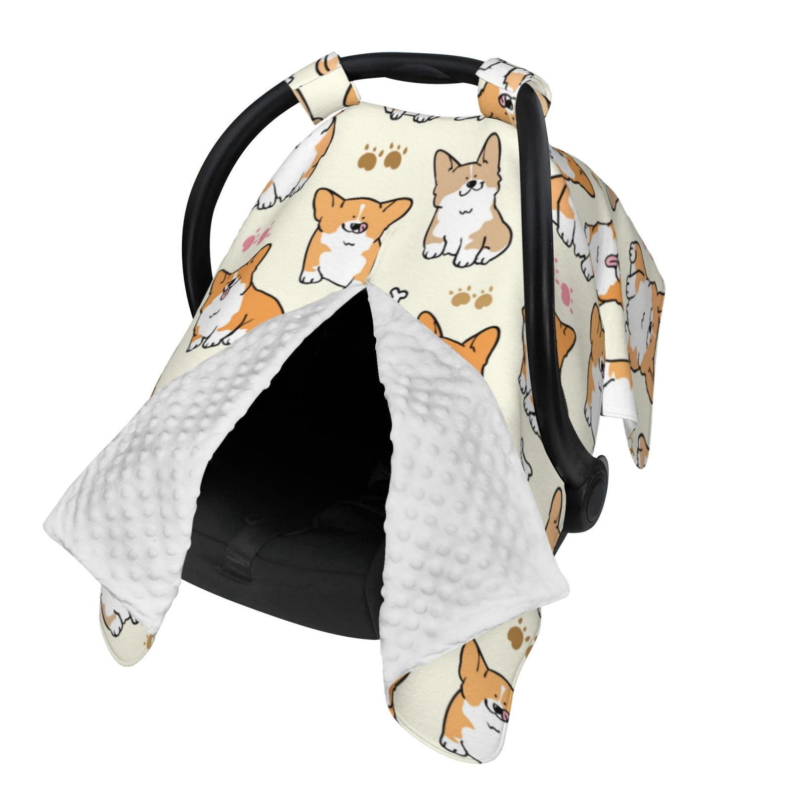 Naloa Cartoon Corgi Baby Car Seat Cover, Breathable Baby Carrier Cover, Multiuse Baby Carrier Cover & Nursing Breastfeeding Cover