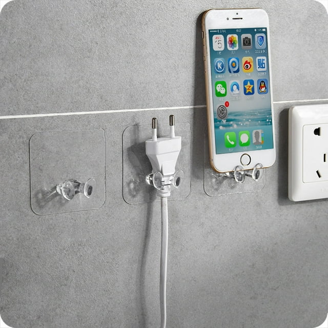 2pc Wall Storage Hook Power Plug Socket Holder Wall Adhesive Hanger Home Office
