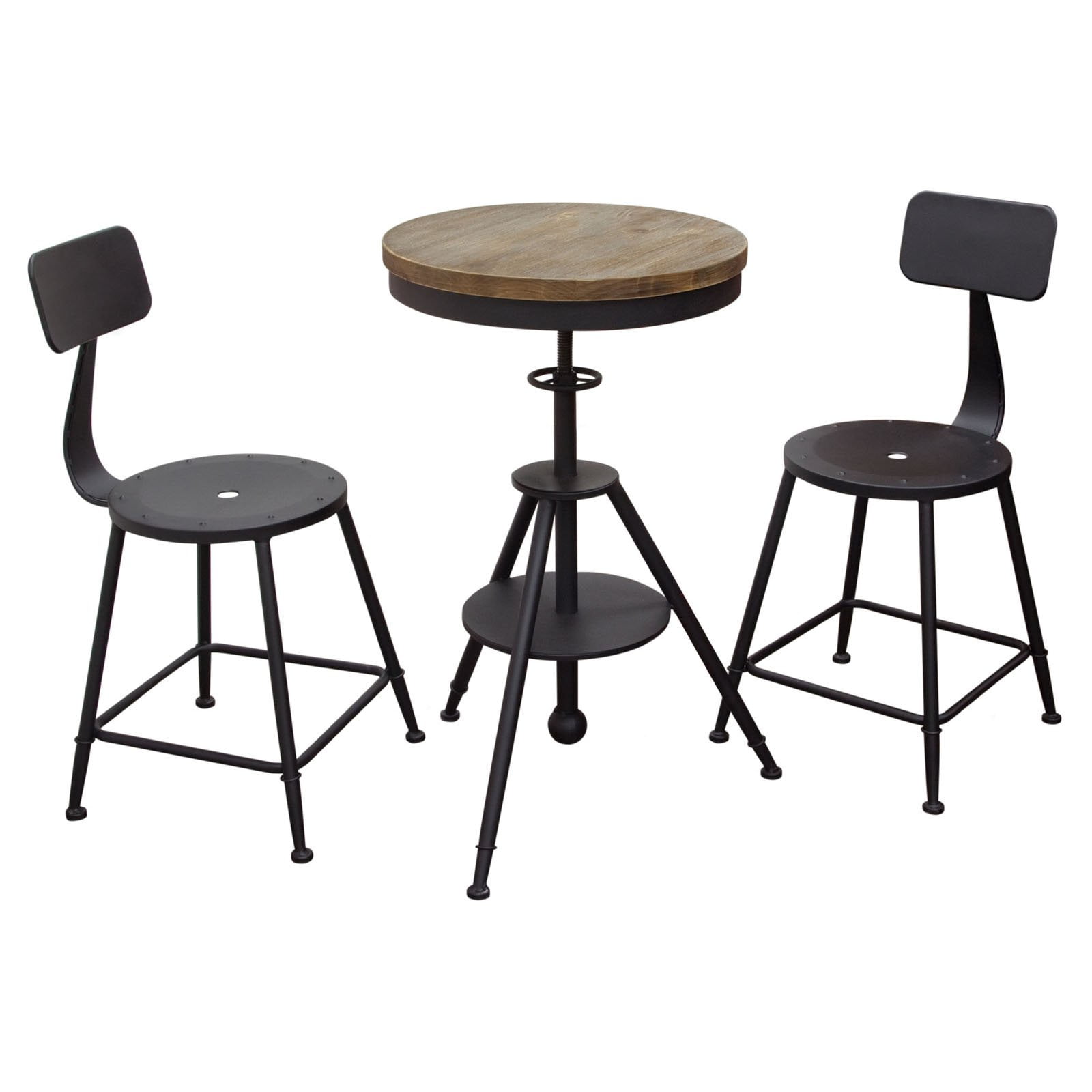 Diamond Sofa Douglas Vintage 3 Piece Adjustable Height Bistro Table Set