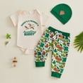 thumbnail image 2 of Baby Outfits Boy Newborn Baby Boy Baseball Outfit Romper Pants 3Pcs Coming Home Outfit,Beige, 2 of 6
