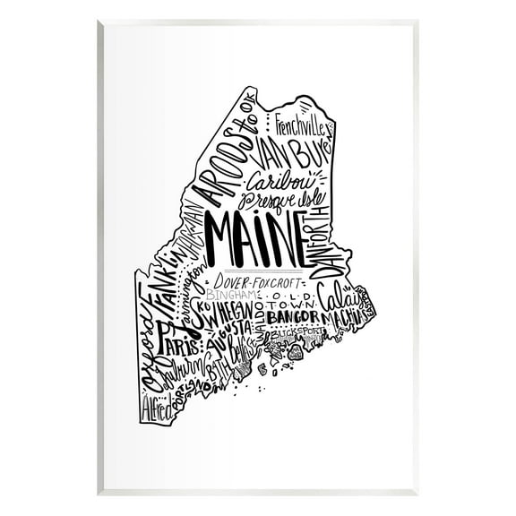 Stupell Industries Maine State Shape US Cities Typography Graphic Art Unframed Art Print Wall Art, Design by The Saturday Evening Post