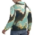 thumbnail image 6 of Pofeuu Majestic Ostrich In Forest Print Mens Casual Hooded Collar Drawstring Hoodies Pullover Sweatshirts Casual Long Sleeve Shirts-Small, 6 of 7