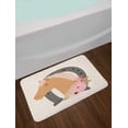 thumbnail image 2 of Horse Bath Mat, Country Themed Graphic of Animal Head Horseshoe Flowers and Ladybugs, Plush Bathroom Decor Mat with Non Slip Backing, 29.5" X 17.5", Champagne and Multicolor, by Ambesonne, 2 of 2