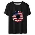 thumbnail image 4 of WREESH Trendy 4th of July Shirts for Women Sunflower Print T-Shirt Crew Neck Short Sleeve Summer Collection Black, 4 of 4