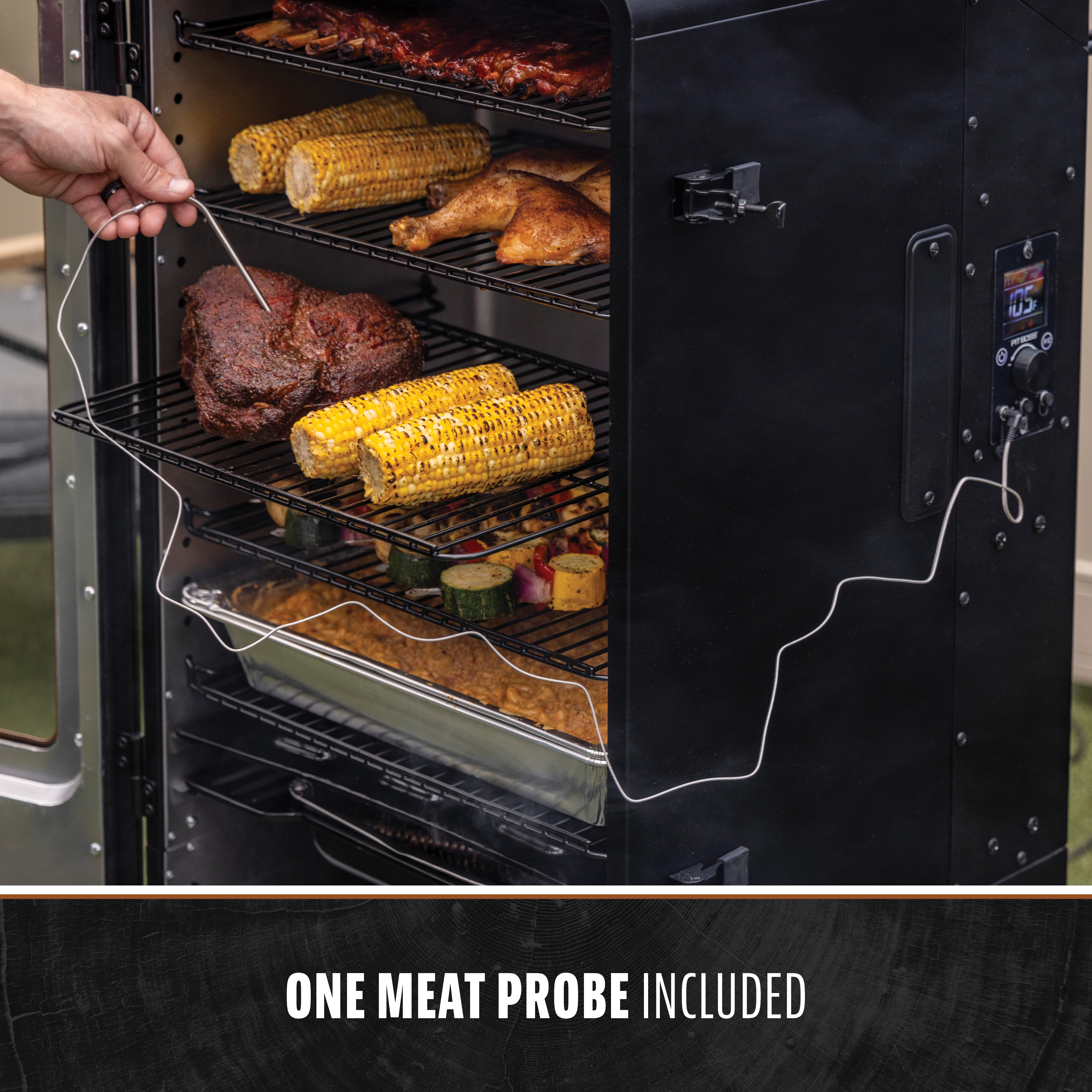 Pit Boss Vertical Smoker, 3-Series 1100 Square Inch Wood Fired Pellet Smoker with Wi-Fi Capability, Onyx Series