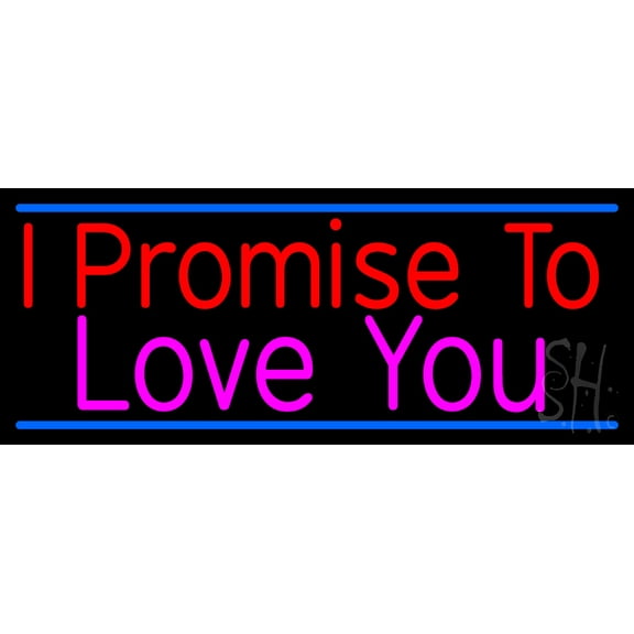 I Promise To Love You LED Neon Sign 10 x 24 - inches, Black Square Cut Acrylic Backing, with Dimmer - Bright and Premium built indoor LED Neon Sign for Defence Force.