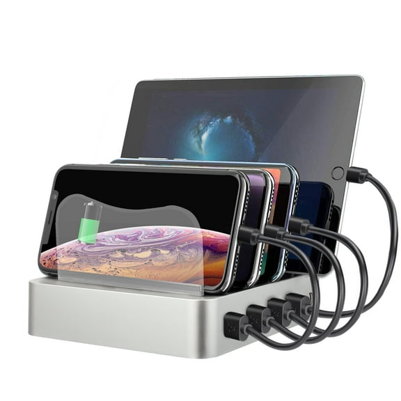 CLEVER BRIGHT Smart USB Charging Dock Station 4 USB 5V/ 4.1A Max Desktop Charger Stadnd for iPhone, iPad, Ect. CST004, White