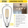 thumbnail image 2 of KY Vintage LED Edison Bulbs 6W, Equivalent 60W Incandescent, Warm White 2700K, ST58 Antique LED Filament Bulbs with 90+ CRI, E26 Medium Base,Dimmable, Clear Glass, Pack of 6, 2 of 7