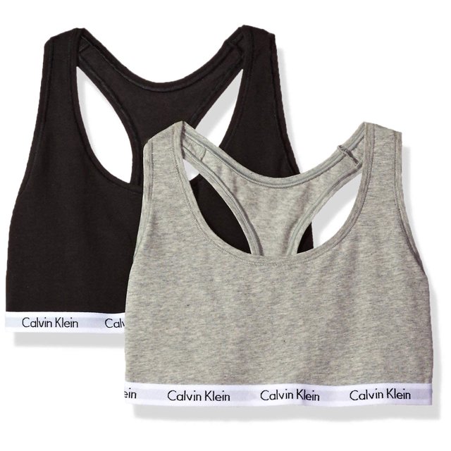 Bralette Calvin Klein Carousel para mujer, 2 unidades, color negro/gris, talla M