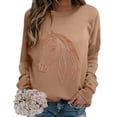 thumbnail image 6 of Sweaters For Women Horse Print Hoodless Sweatshirt Riding Horse Lover Long Sleeve Crew Neck Pullover Tops Casual Loose Shirts Warm Soft For Fall And Winter L Womens Sweaters, 6 of 7