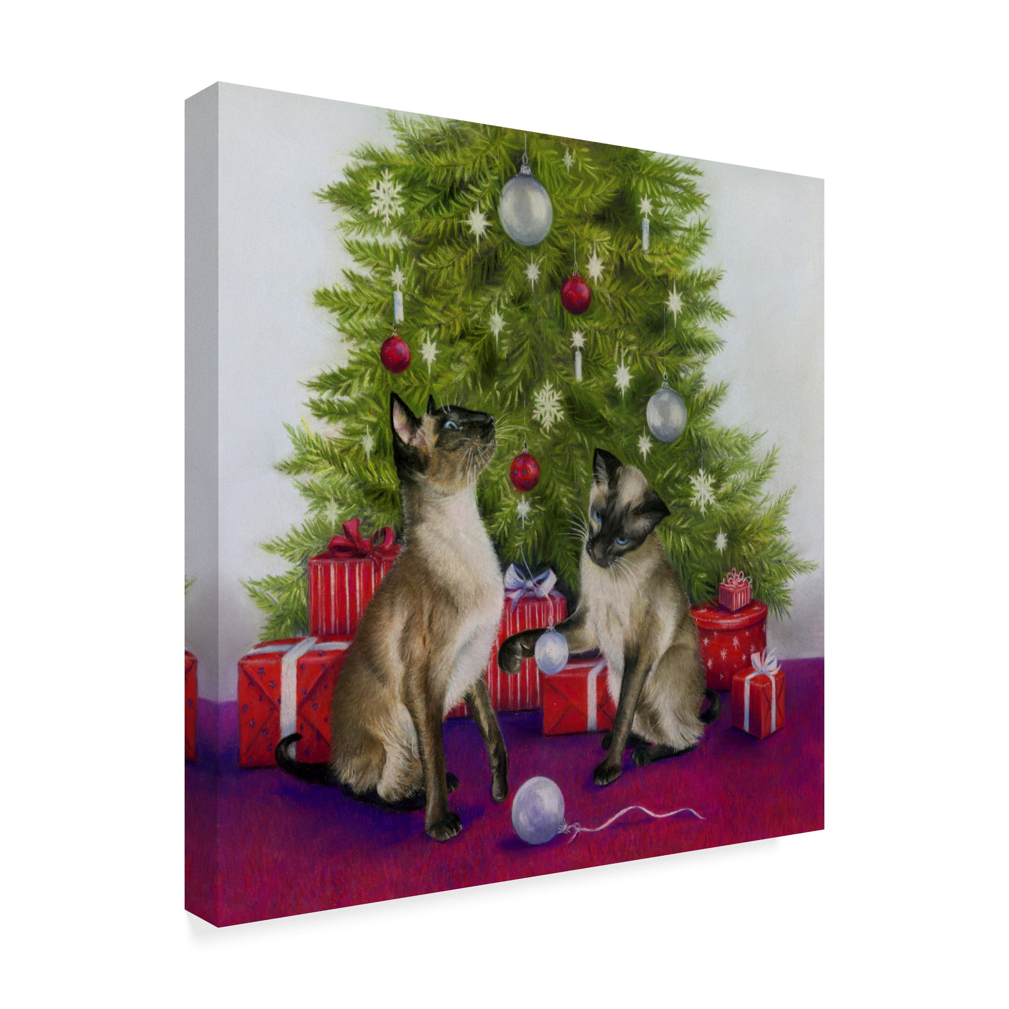 Trademark Fine Art 'Christmas Siamese Cats' Canvas Art by Janet Pidoux