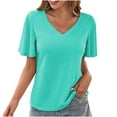 thumbnail image 2 of Blouse Décontractée à Manches Courtes et Col en V pour Femmes, Légère et Douce en Polyester, pour Usage Quotidien, Fête, Travail, Vacances, Printemps Automne, 2 of 6