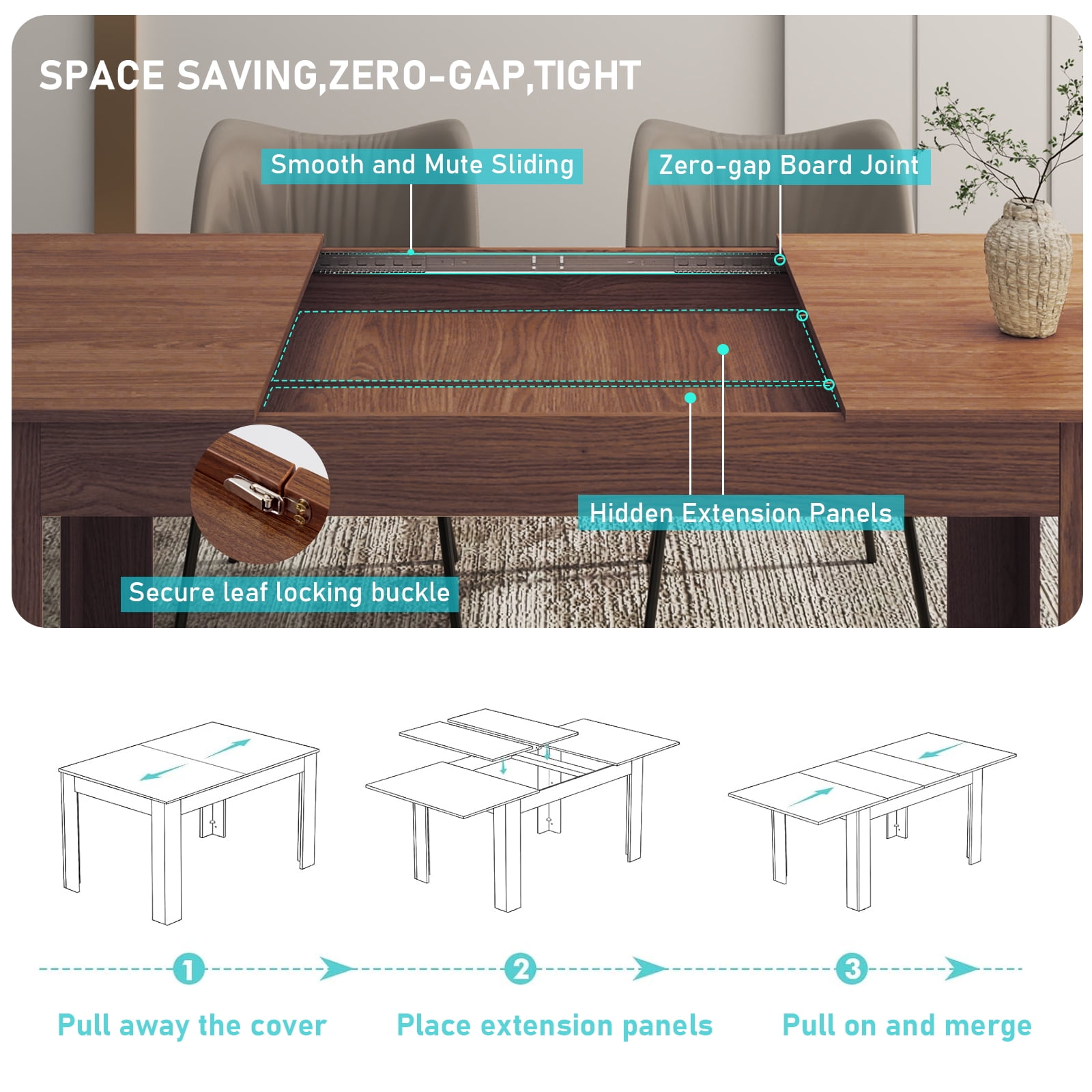 Vans Large Extendable Rectangular Dining Table for 6-10, Modern Wood Kitchen Table for Dining Room, Living Room - Walmart.com Vans Large Extendable Rectangular Dining Table for 6-10, Modern Wood Kitchen Table for Dining Room, Living Room - Walmart.com