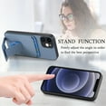 thumbnail image 6 of Case for iPhone 11 with Hidden Kickstand, Carbon Fiber Texture Wallet Case with Card Holder for iPhone 11 Magnetic Car Mount Shockproof Military Grade Protection Cover, Blue, 6 of 10