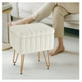 thumbnail image 4 of Vanity Stool Chair with Storage, Ottoman Faux Fur Soft Padded Makeup Footstools Seat with 4 Metal Legs Anti-Slip Adjustable Feet Modern, 4 of 6