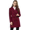 thumbnail image 3 of Abrigo Allegra K de invierno elegante con solapa con muescas, doble burdeos, 3 of 7