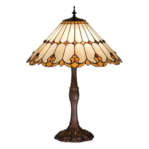Meyda Tiffany - 17582 - Three Light Table Lamp - Nouveau Cone - Beige Hag Amber-130pack