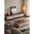 thumbnail image 3 of Mueble de TV de piso a techo de madera maciza, mesa de centro, mesa de té de alta gama, sala de estar, mesa de té para el hogar, juego completo de nogal, 3 of 4