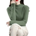 thumbnail image 2 of Comdrip Chandails à Col Roulé pour Femmes, pour Femmes et Hiver Couleur Unie Rétro Ajusté Demi-Col Montant Chandail à Enfiler Chandail de Base Chandail à Col Vert Noirâtre m, 2 of 5