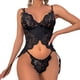 thumbnail image 1 of Gibobby Lencería mujer erótica Conjunto de lencería sexy con pantalones cortos, sexy cierre frontal, malla negra, manga larga, body para mujer(Negro, M), 1 of 5