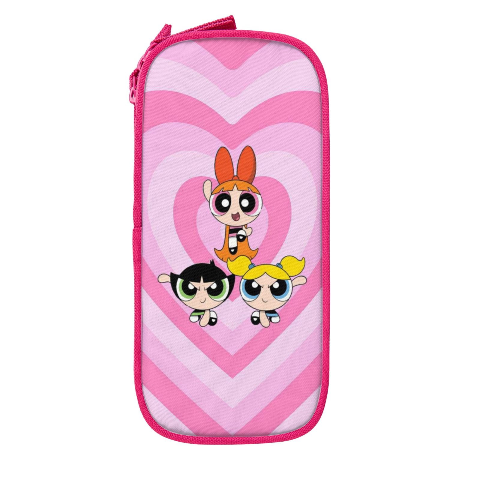 The Powerpuff Gi-rls Pencil Case Large Capacity Pencil Pouch Penbag Office Stationery Organizer Travel Makeup Bag Pink