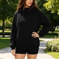 thumbnail image 5 of CFLVAEK Oversized Hoodies for Women Trendy Double Half Zip Pullover Hoodie with Pockets Plus Size Long Sleeve Fall Winter Sweatshirts Black L, 5 of 6
